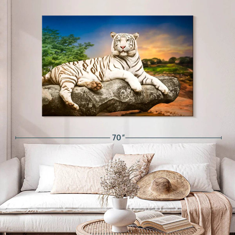 Brampt White Bengal Tiger, 34" H x 51" W