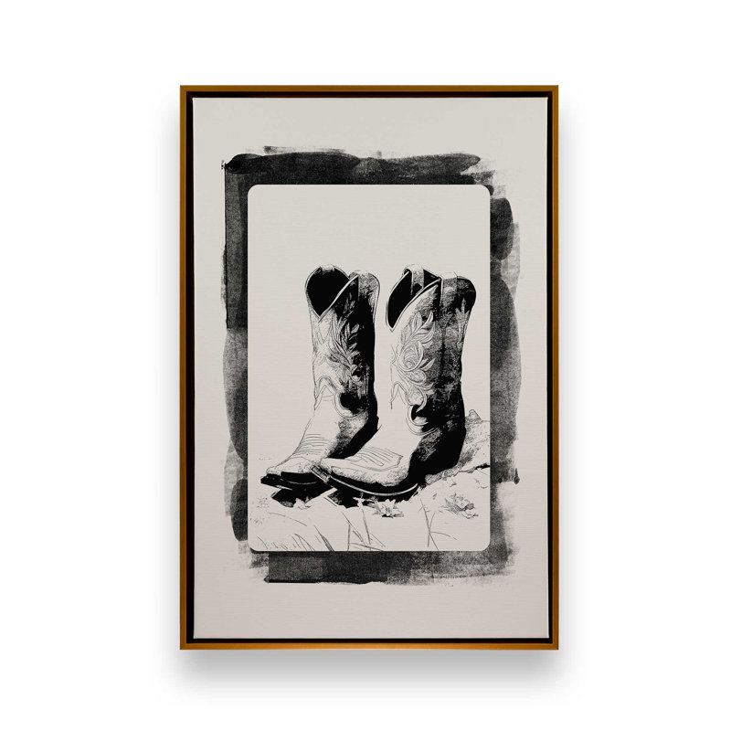Mono Western Card III, reproduction sur toile dans un cadre, H 18,75 po x l 12,75 po, Or poli