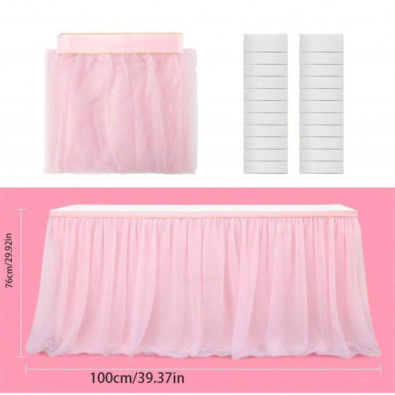 Tulle Table Skirts Baby Shower Tulle Tablecloth for Rectangular Tables Tutu TableSkirt Desk Skirt Table Cover for Princess Birthday Party Cake Dessert Table Decorations.