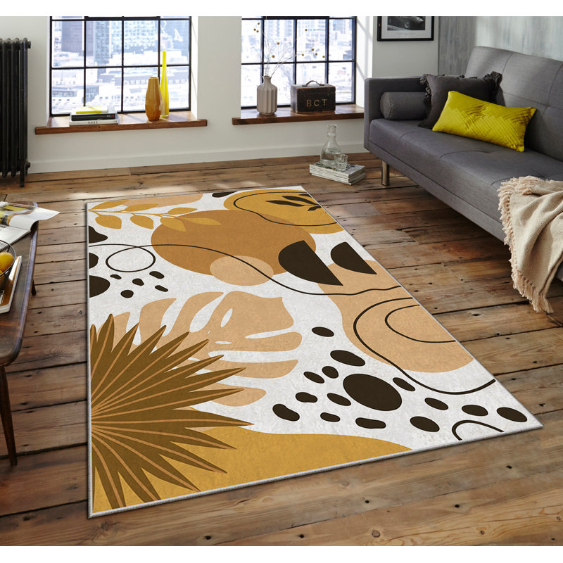 Luxurious Non-Slip Area Rug, 4.0 x 5.9 Feet, 100% Polyester, 740g/m² | Velvet Fabric with Digital Print | Easy-Clean Laminated Sponge Underside, Machine Washable | Perfect for Living Room, Bedroom & Home Decor