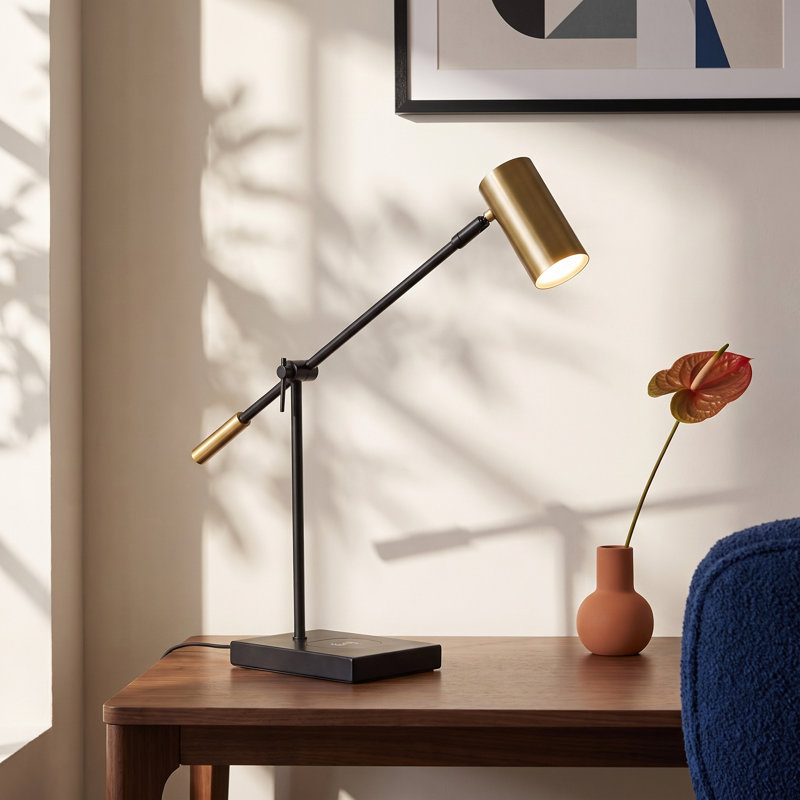 Flemings Adjustable Metal USB Desk Lamp, Black