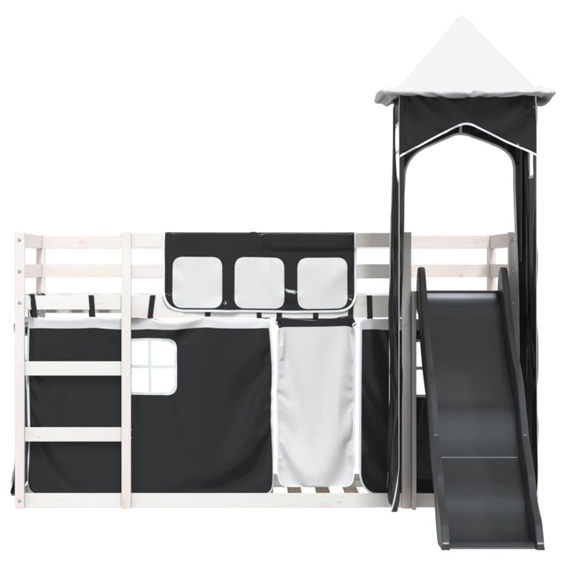Mayweather Bunk Bed Themed Beds with Trundle Included, Single (90 x 190 cm), Black, White