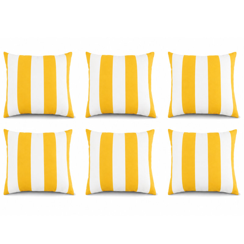 Housses de coussin d'intérieur / d'extérieur carrées l 18 po x L 18 po, Yellow/White Striped