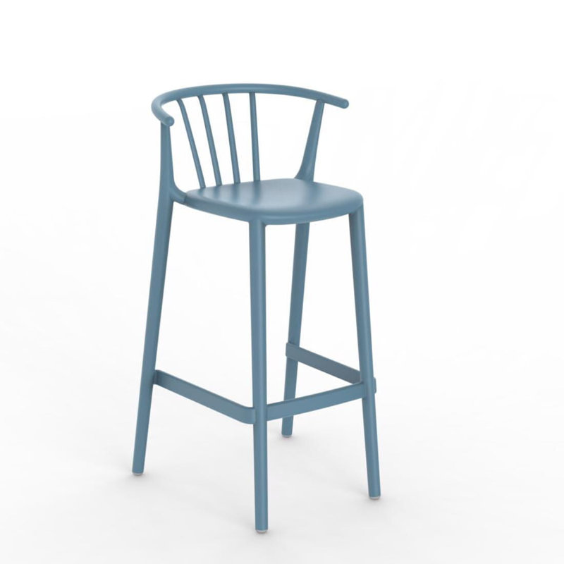Tabouret de bar 25,79 po Woody, 4, Bleu rétro, 29.72"