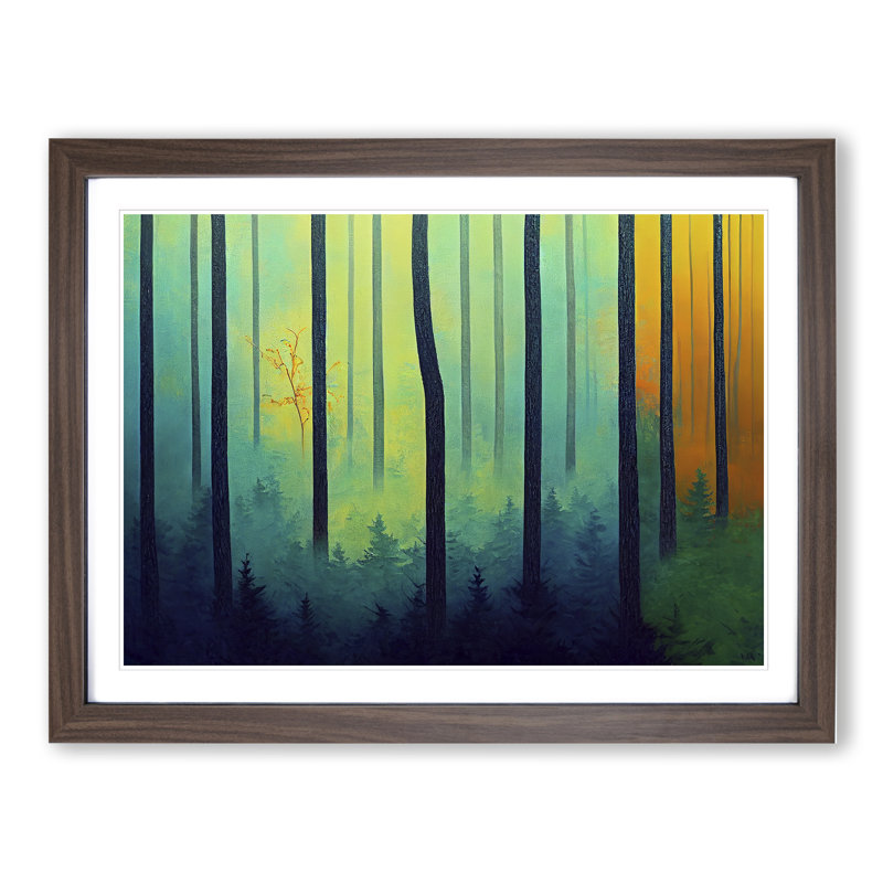 Summer Forest Painted Vol.5 - Single Picture Frame Painting, 34cm H x 46cm W x 2cm D, Walnut Framed