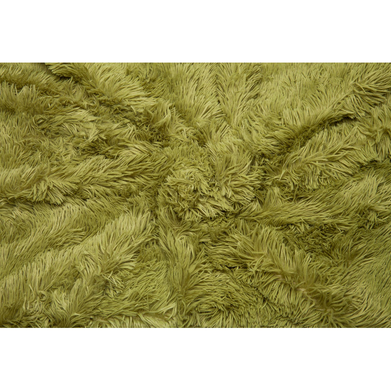 Long jeté en imitation fourrure de type sherpa à poil long très élégant Shaggy, l 50 po x L 65 po, Vert