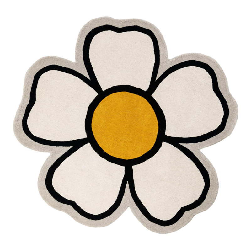 Unique Loom Daisy Playtime Kids Wool Rug, Daisy 5'1" x 5'1"