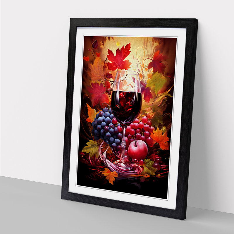 Wine Digital Art - Framed Print, Black, 46cm H x 34cm W x 2cm D