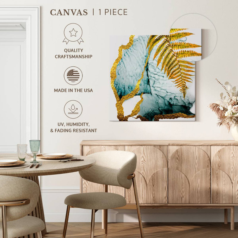 Harnek Teal Gold Ferns