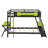 Twin Size Bunk Bed with Two Built-In Gaming Desks, USB Desktop Ports & Pegboard Organizer, Gaming Bunk Frame for Gamer, Green-705467509-705467512