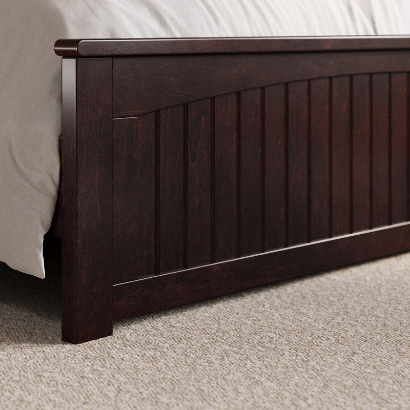 Francoise Solid Wood Low Profile Platform Bed with Matching Footboard, Espresso, Queen