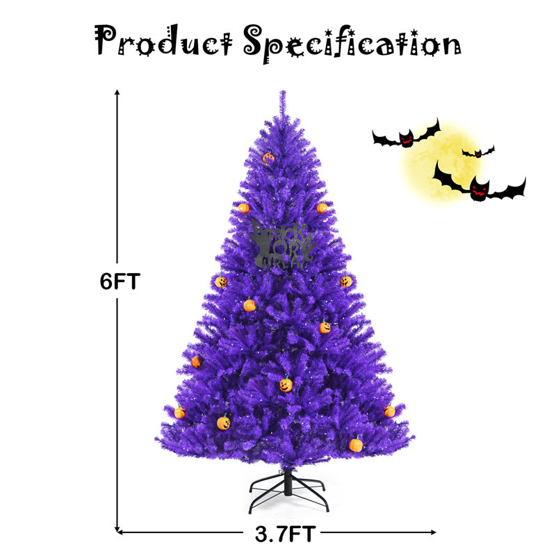 Arbre de Noël mauve en cachemire avec lumières DEL et décorations des Fêtes, H 6 pi
