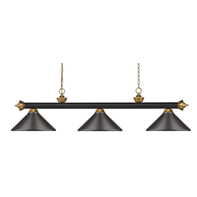 Chevelle 3 - Light Pool Table Lights Pendant, Bronze/Satin Gold, 16" H x 57" W x 14" D, Bronze Metal