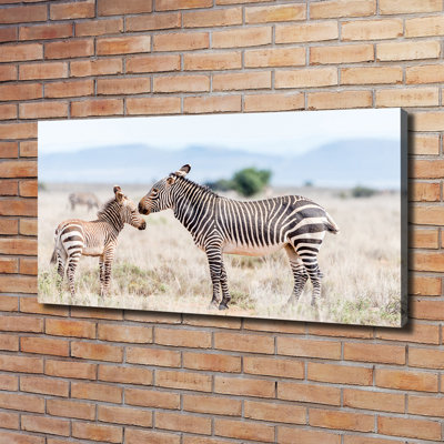 Zebras in the Mountains 1 Piece Wrapped Canvas Wall Art
