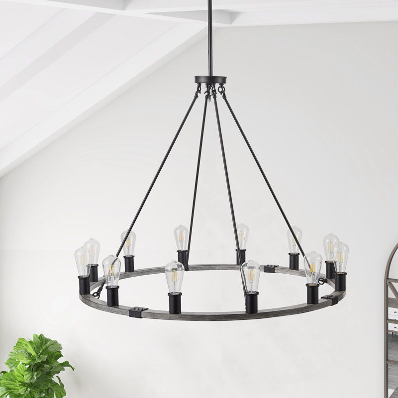 Lustre 12 lumières à roulettes