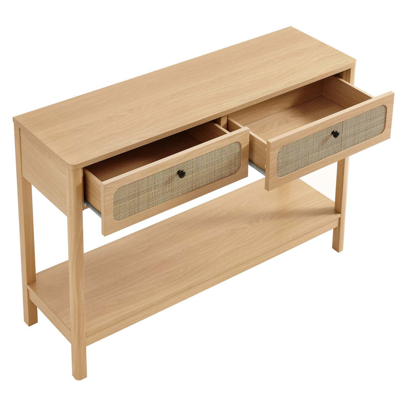 Modway Chaucer Wood Entryway Console Table In Oak, Oak/Black/Gray