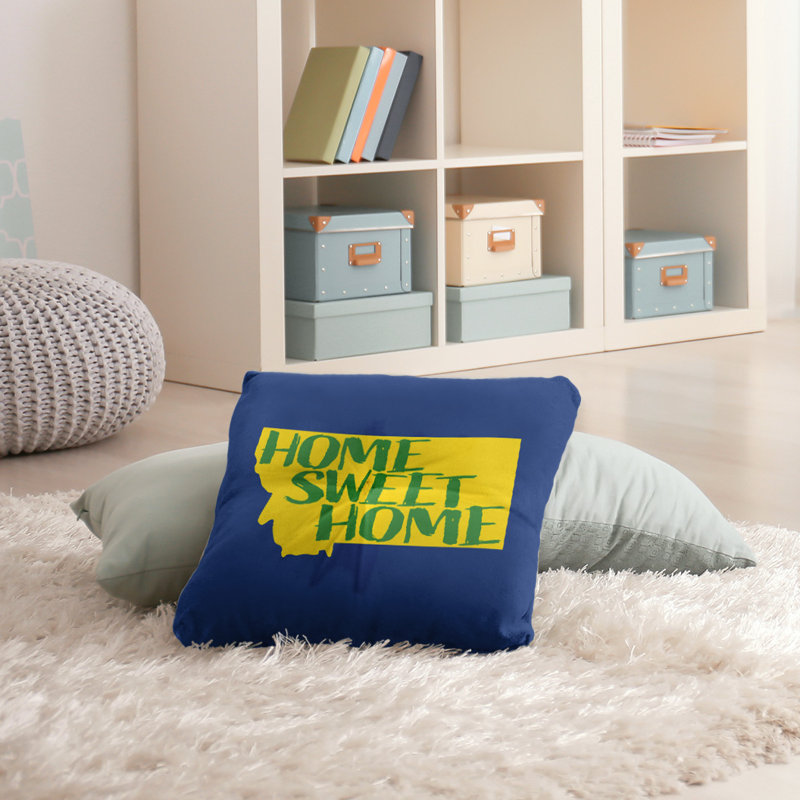 Coussin de sol touffeté home, Bleu marine / jaune / vert, 30 po x 30 po, Montana
