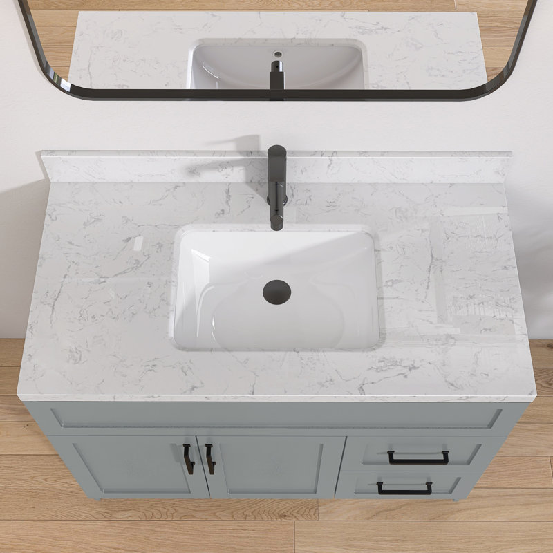 42 po X P 22 po Dessus de meuble-lavabo rectangulaire en pierre D