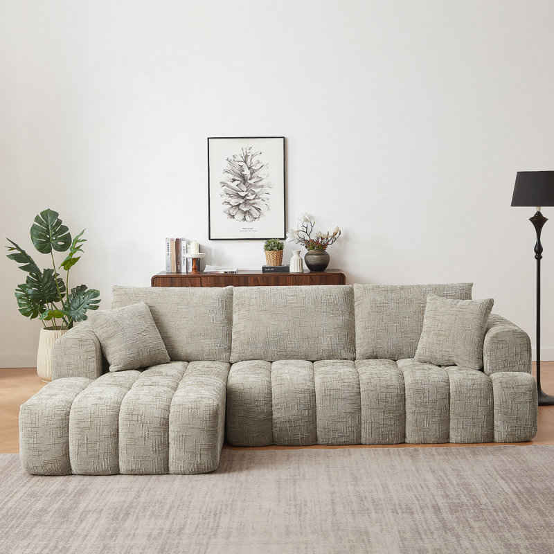 Canapé modulaire surdimensionné en L Chenille, design minimaliste, canapé-lit confortable pour les salons, les appartements et les espaces de réception