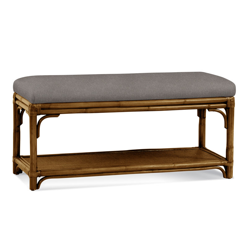 Banc de rangement en osier Summer Retreat, La Havane, Performance texturée blanche; 0865-91