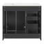 Meuble-lavabo de 36 pouces avec lavabo en céramique, structure en bois massif, charnières, rangement, rangement spacieux pour les produits, style rétro, poignée en métal exquis, glissière à tiroir lisse, lavabo polyvalent de 36 po-371417105
