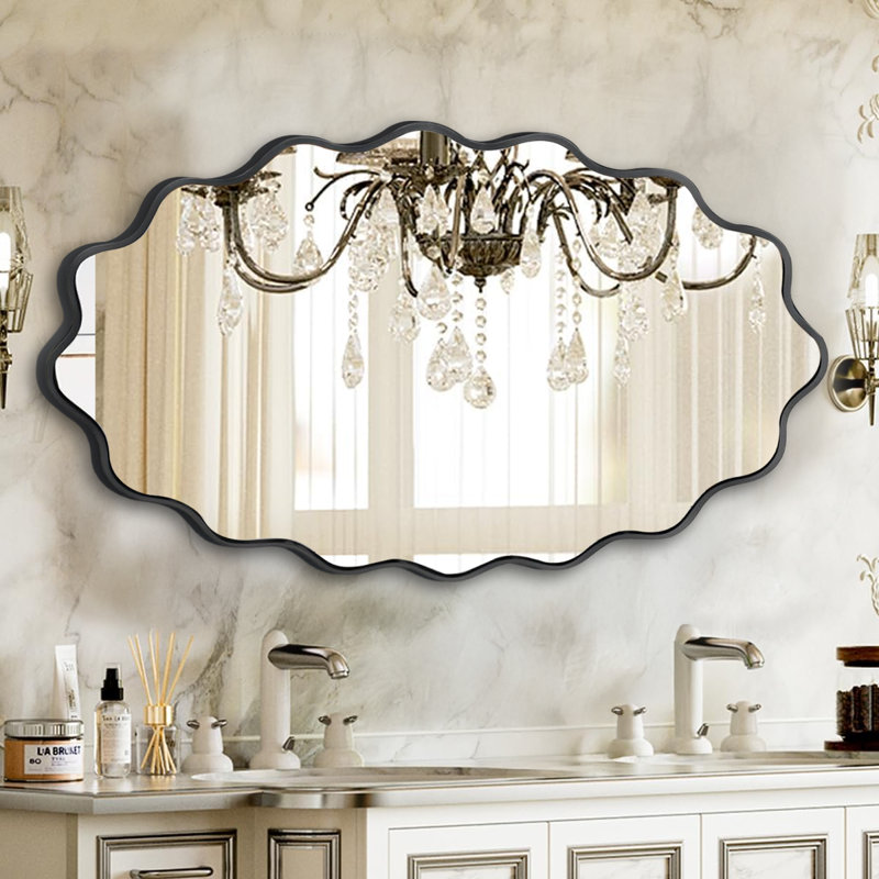 Miroir mural irrégulier irrégulier, Noir, 36 po x 24 po