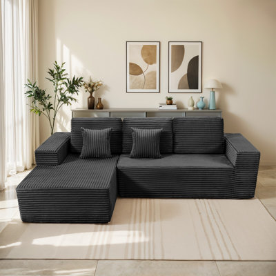 Clossy Gray 2-Piece No Assembly Required Upholstery Sofa, Cloud-Like Sectional Couch With Pillows, Deep Seat Modular Sofa For Living Room Bedroom, Rig by Latitude Run