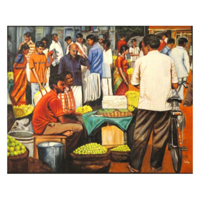 Hot Deals Market View | Acrylic On Canvas | By Usha Shantharam