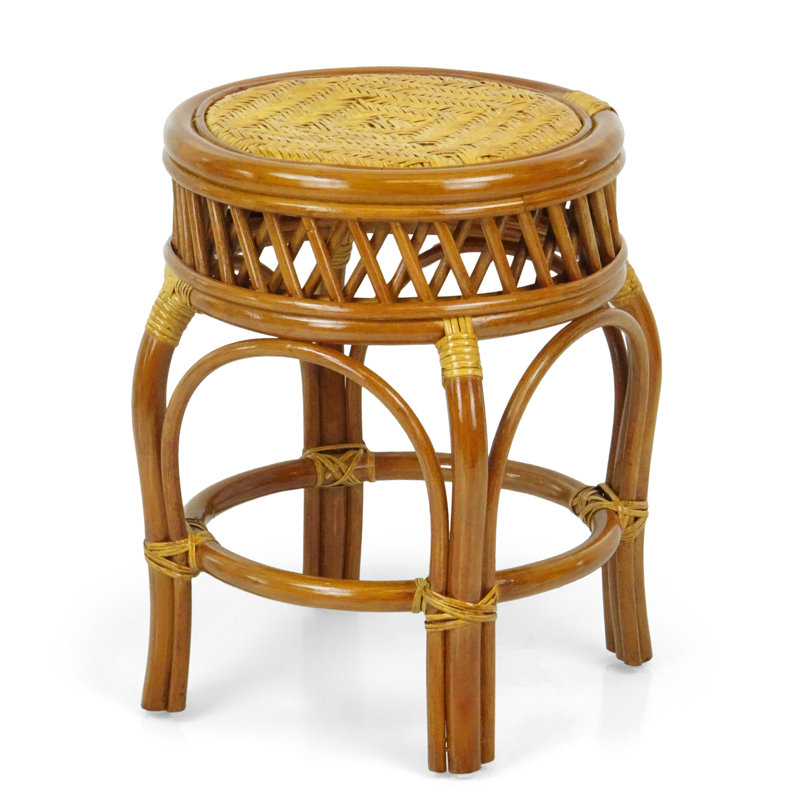 Tabouret en osier de rotin fabriqué à la main Ginger, entièrement assemblé, Brun