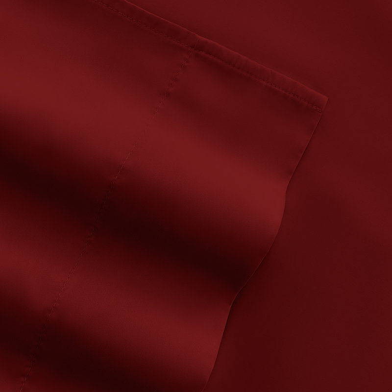 Sheet Set Solid Microfiber Ultra Soft Bedding, King Sheet Set with 4 Pillowcases, Burgundy