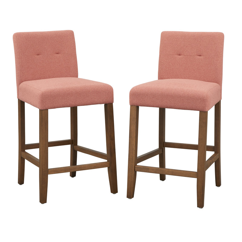 Armenda Upholstered Counter Stool with Solid Wood Frame, Summer Pink