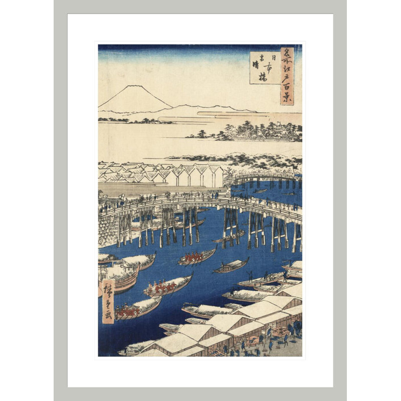 Nihonbashi clearing after snow by Framed Giclee Print, 29.5" H x 21.54" W