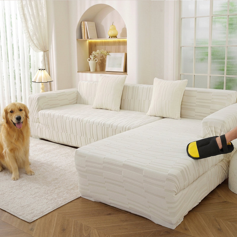 Housses pour canapé modulaires à texture rectangulaire - Protecteur durable et extensible pour canapé en forme de L, cadeaux gratuits inclus