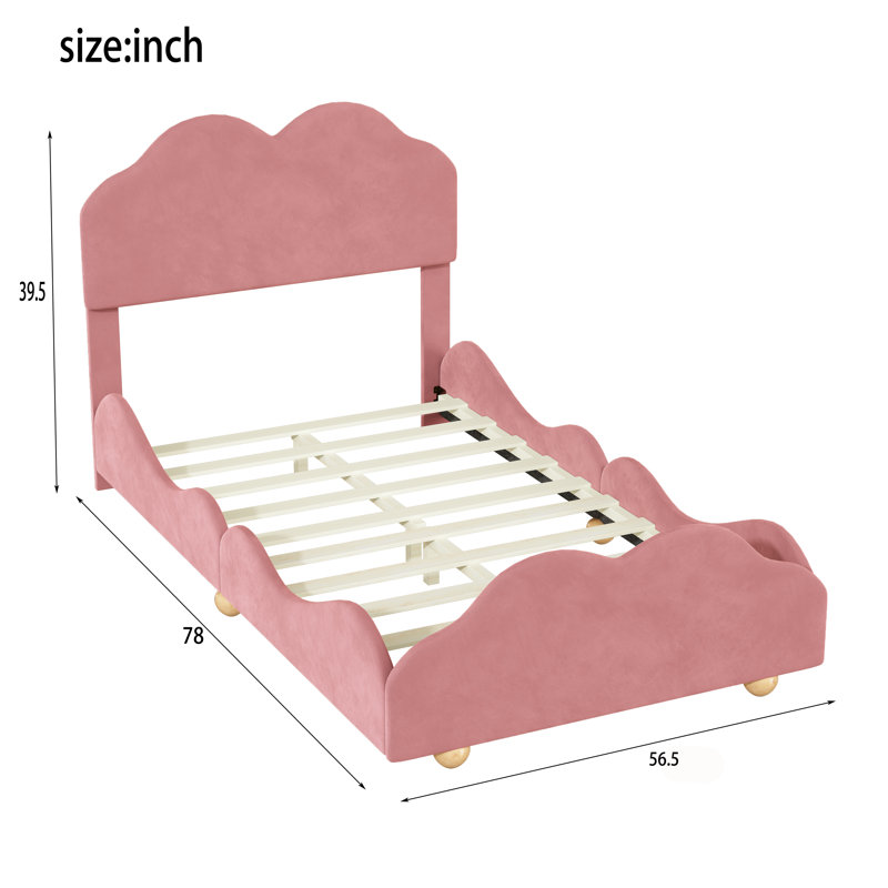 Lit plateforme 39,5 po Naylani, Double, Rose foncé