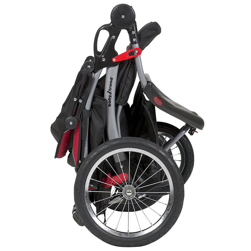 Centennial Red and Black Double Jogging Stroller with Swivel Wheels