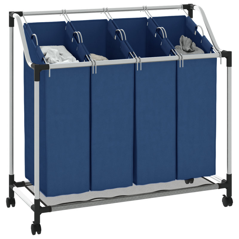 Rolling Laundry Sorter, White
