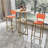  Bar table and chairs three piece set, frame, sponge made seat cushions and backrests, bar table with storage function-1297698843