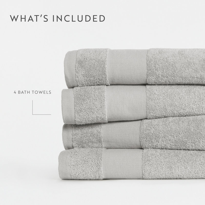 Ensemble de 4 serviettes de bain Wayfair Basics, Gris clair