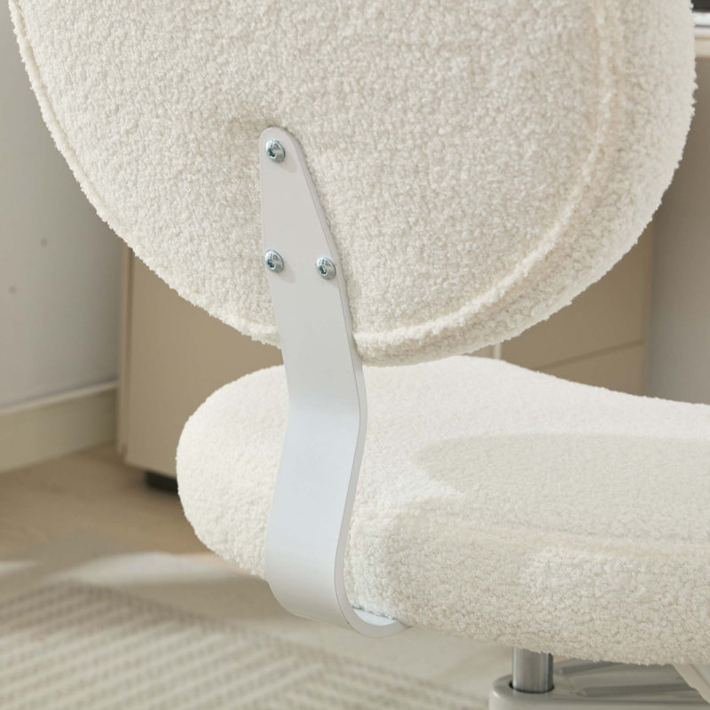 Chaise de méditation artificielle plus avec pieds croisés, roues et tabouret réglable, Ivoire ivoire
