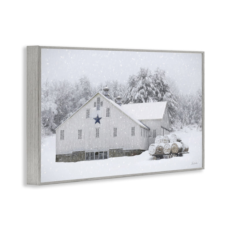 «Snowy Farmhouse Scene», art giclée par Lori Deiter, H 16 po x l 24 po, Estampe numérique Farmhouse