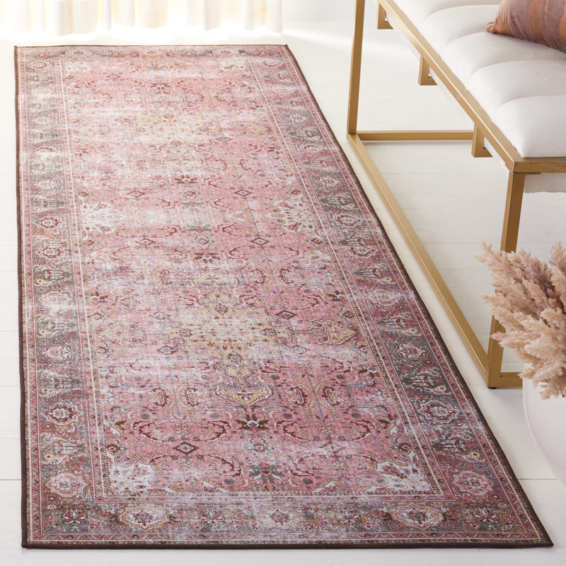 Tapis oriental rose / beige Gulick, Tapis de couloir 2 pi 6 po x 8 pi