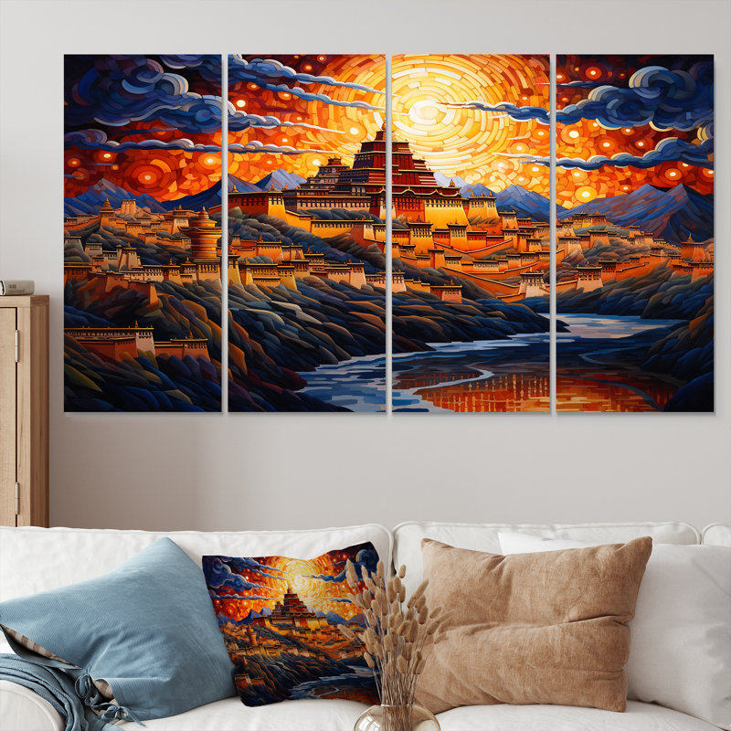 Bretta - Art mural pour bâtiments de ville, 4 pièces, H 28 po x l 48 po
