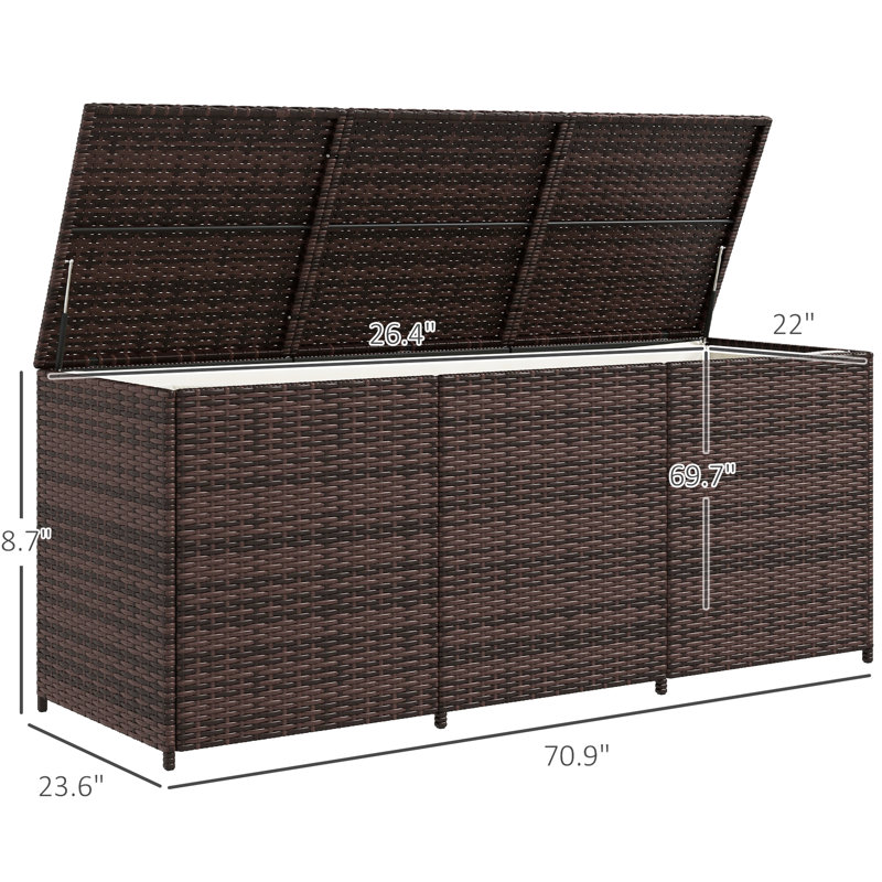 Boîte de rangement d'extérieur 175 gallons - PE avec doublure intérieure pour outils de jardin brun
