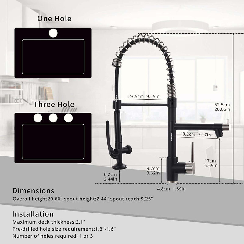 Single-Handle Commercial Kitchen Faucet with Pull-Down Sprayer