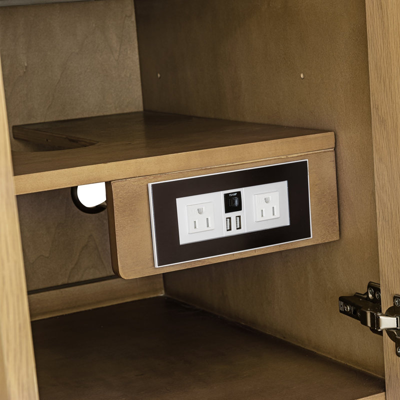Hudson 48'' Single Bathroom Vanity with Top, Charcoal Soapstone, 8" Widespread, Light Natural Oak