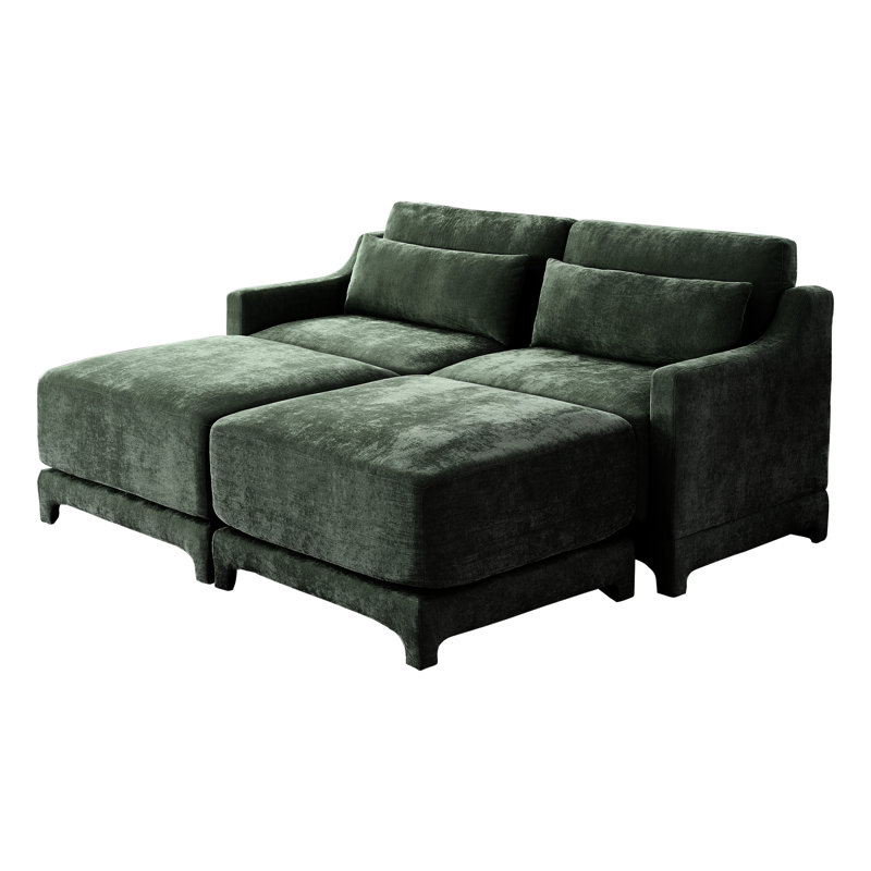 Deux places ergonomiques et confortables en tissu d'ameublement en chenille, avec coussins lombaires, éponge à haute résilience pour se détendre à la maison, bois de qualité 1, 2, éponge design, chambres faciles à installer,