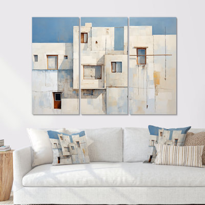 Soft Colour Cubic Beach House I - Coastal Windows Wall Decor Set