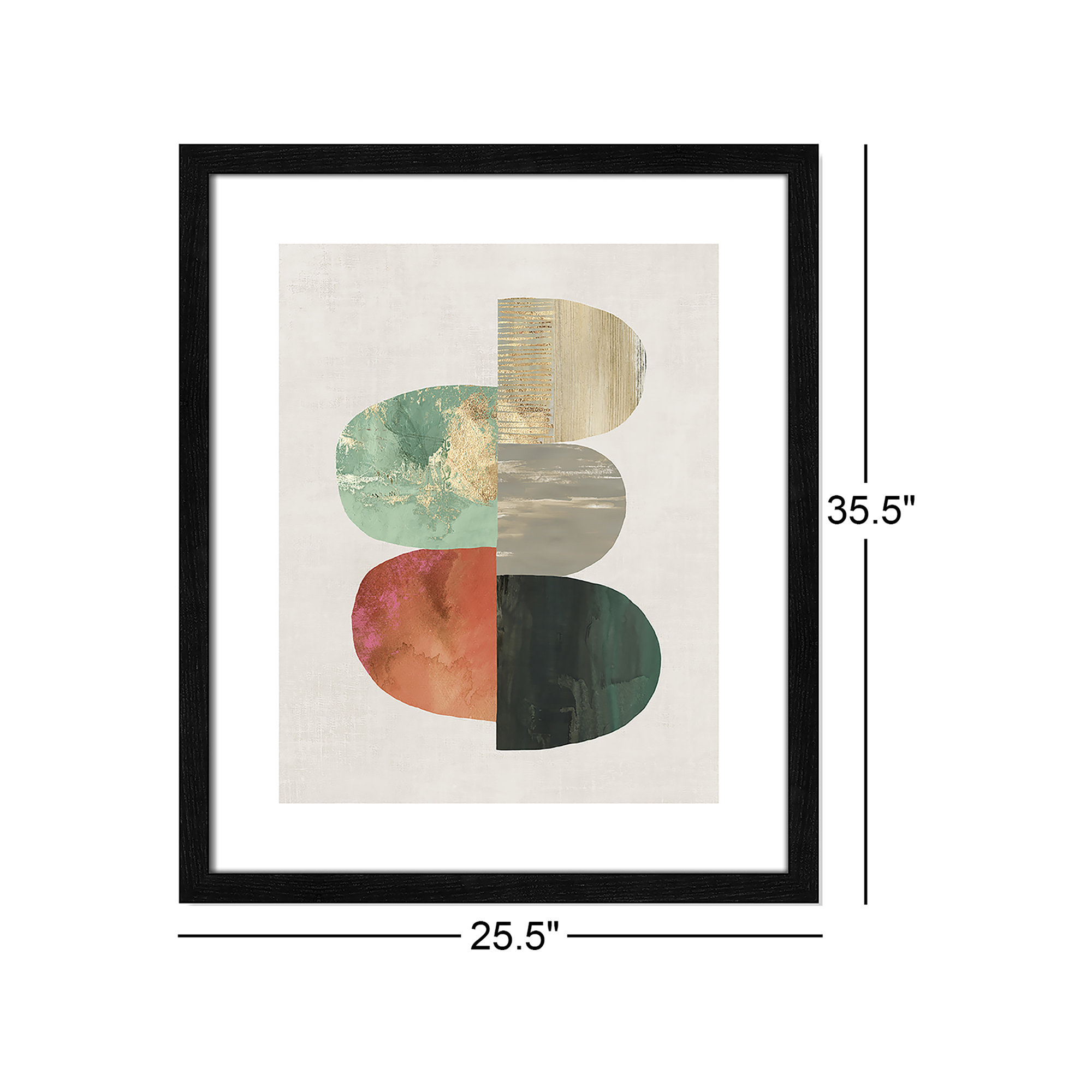 Evolving Energy I - Painting Print, 35.5" H x 25.5" W, Gold Bead, Picture Framed Paper