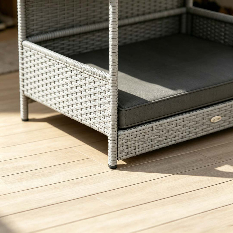 Niche pour chien en rotin avec coussin imperméable Pawhut Wicker, H 27,51 po x l 38,51 po x P 27,26 po, Gris pâle / gris