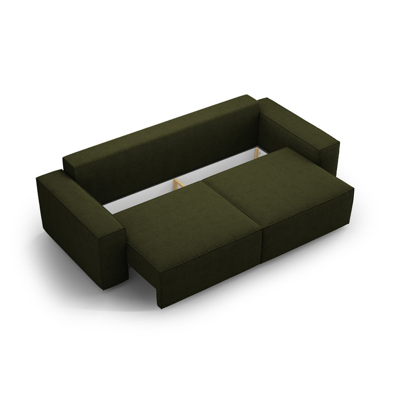 Biles 4 Seater Boucle Sofa Bed, Dark Olive Green